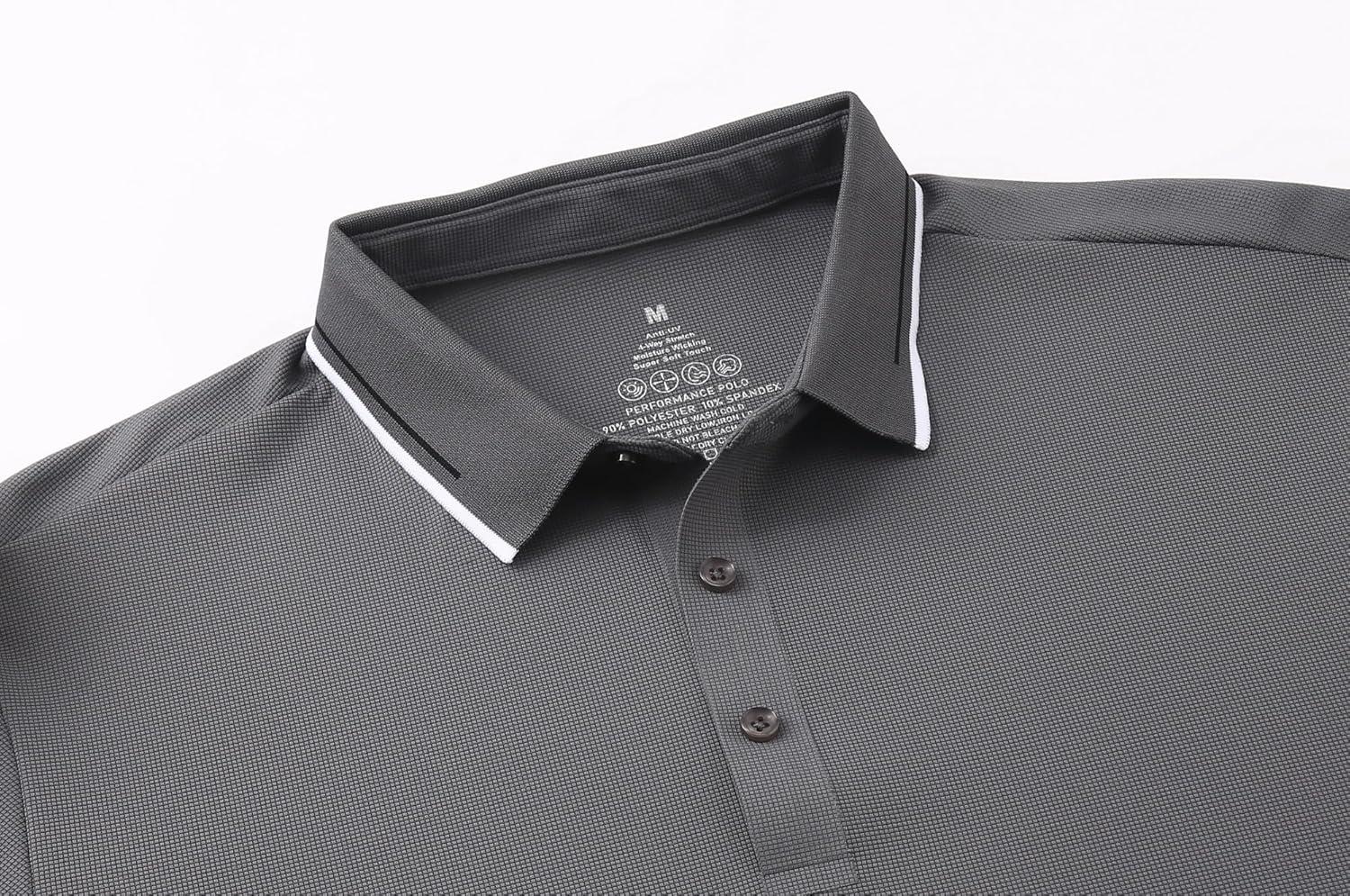 imageAlex Vando Mens Golf Shirt Moisture Wicking Performance amp Polished Style Polo Shirts for MenDk Grey