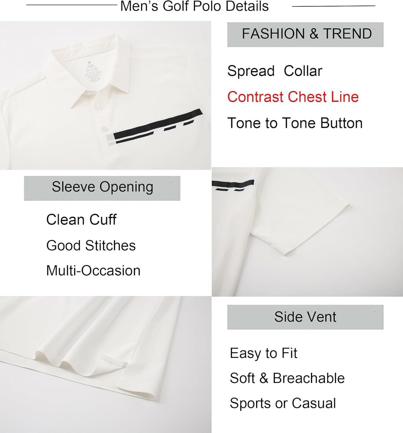 imageAlex Vando Mens Golf Shirt Moisture Wicking Performance amp Polished Style Polo Shirts for MenWhite Pique