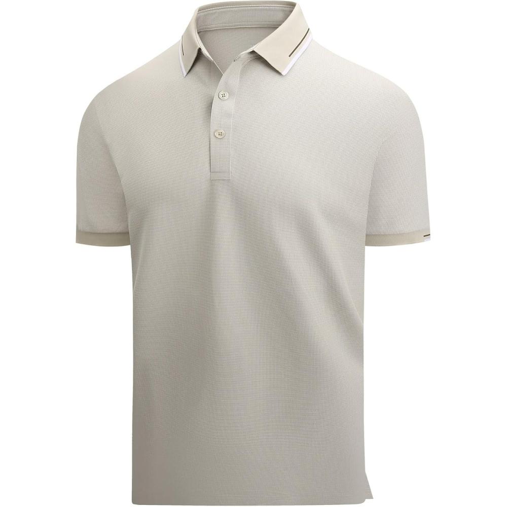 imageAlex Vando Mens Golf Shirt Moisture Wicking Performance amp Polished Style Polo Shirts for MenApricot
