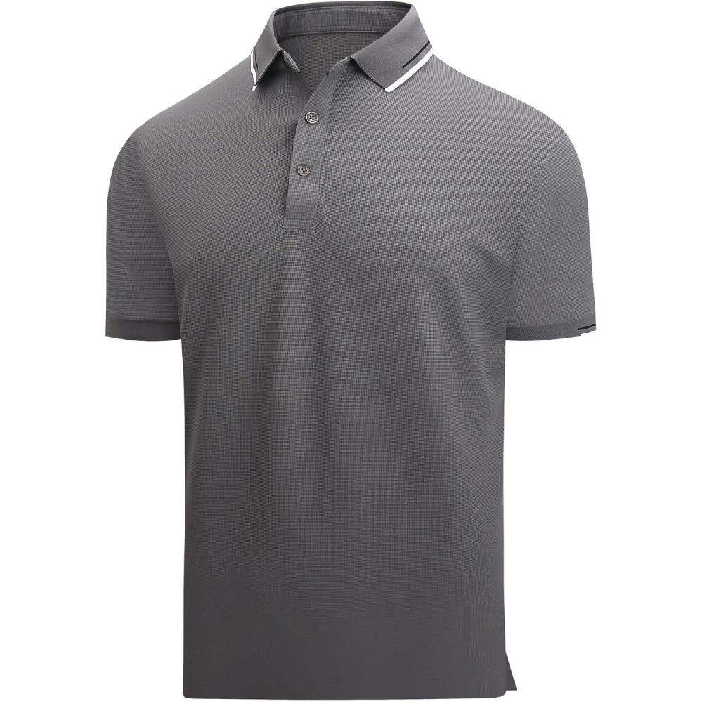 imageAlex Vando Mens Golf Shirt Moisture Wicking Performance amp Polished Style Polo Shirts for MenDk Grey