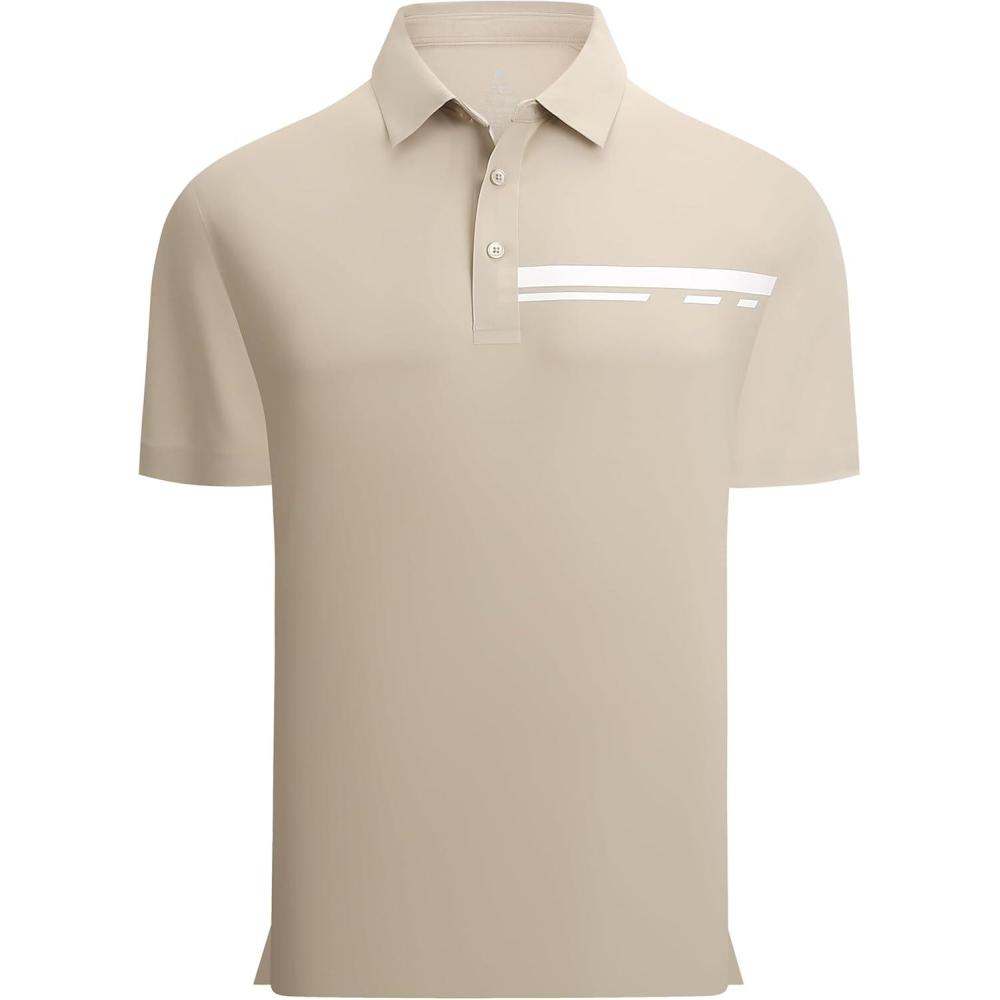 imageAlex Vando Mens Golf Shirt Moisture Wicking Performance amp Polished Style Polo Shirts for MenKhaki Pique