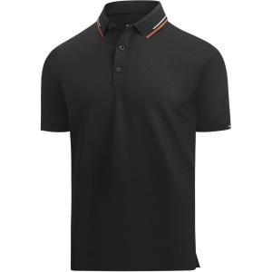 Alex Vando Mens Golf Shirt Moisture Wicking Performance & Polished Style Polo Shirts for Men(Black)