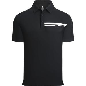Alex Vando Mens Golf Shirt Moisture Wicking Performance & Polished Style Polo Shirts for Men(Black Pique)