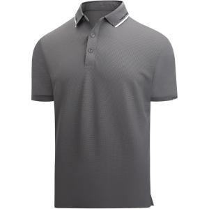 Alex Vando Mens Golf Shirt Moisture Wicking Performance & Polished Style Polo Shirts for Men(Dk Grey)