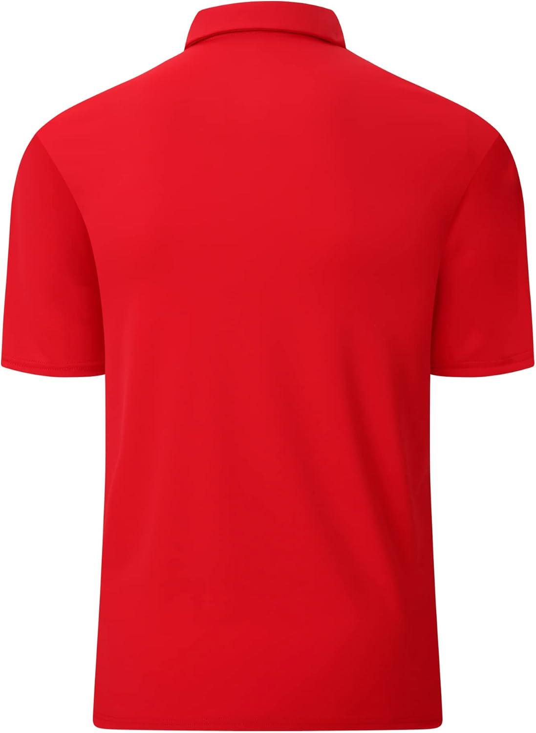 imageAlex Vando Mens Golf Shirt Moisture Wicking QuickDry Short Sleeve Casual Polo Shirts for MenZipper Red