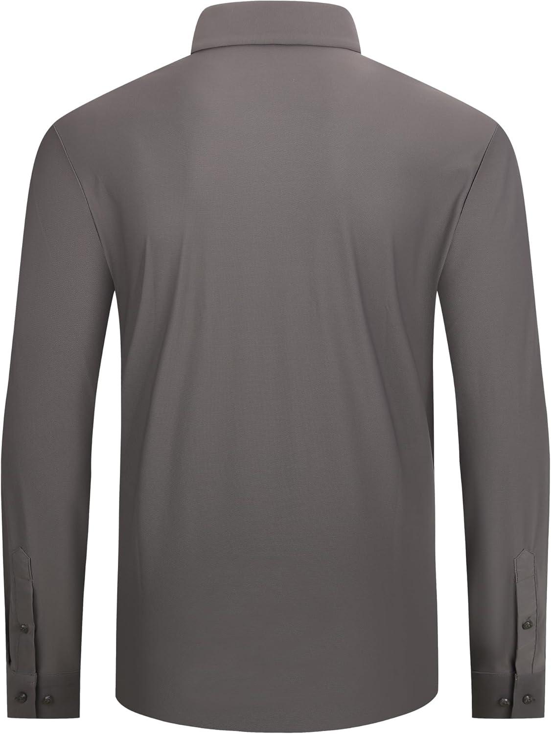 imageAlex Vando Mens Dress Shirts Regular Fit Long Sleeve Stretch Business Dress Shirts for MenKnit Charcoal