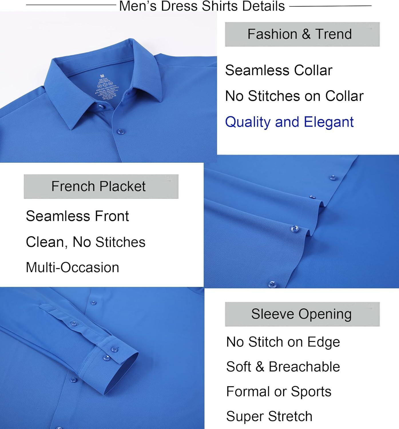 imageAlex Vando Mens Dress Shirts Regular Fit Long Sleeve Stretch Business Dress Shirts for MenKnit Royal