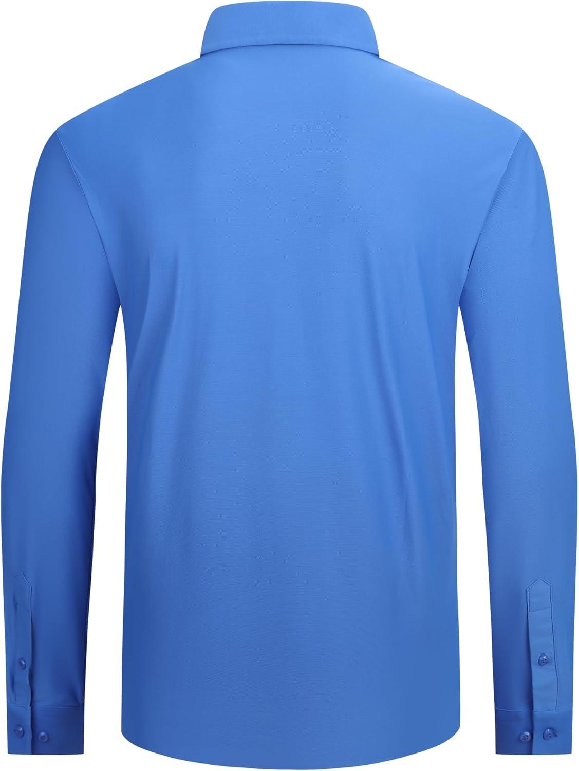 imageAlex Vando Mens Dress Shirts Regular Fit Long Sleeve Stretch Business Dress Shirts for MenKnit Royal
