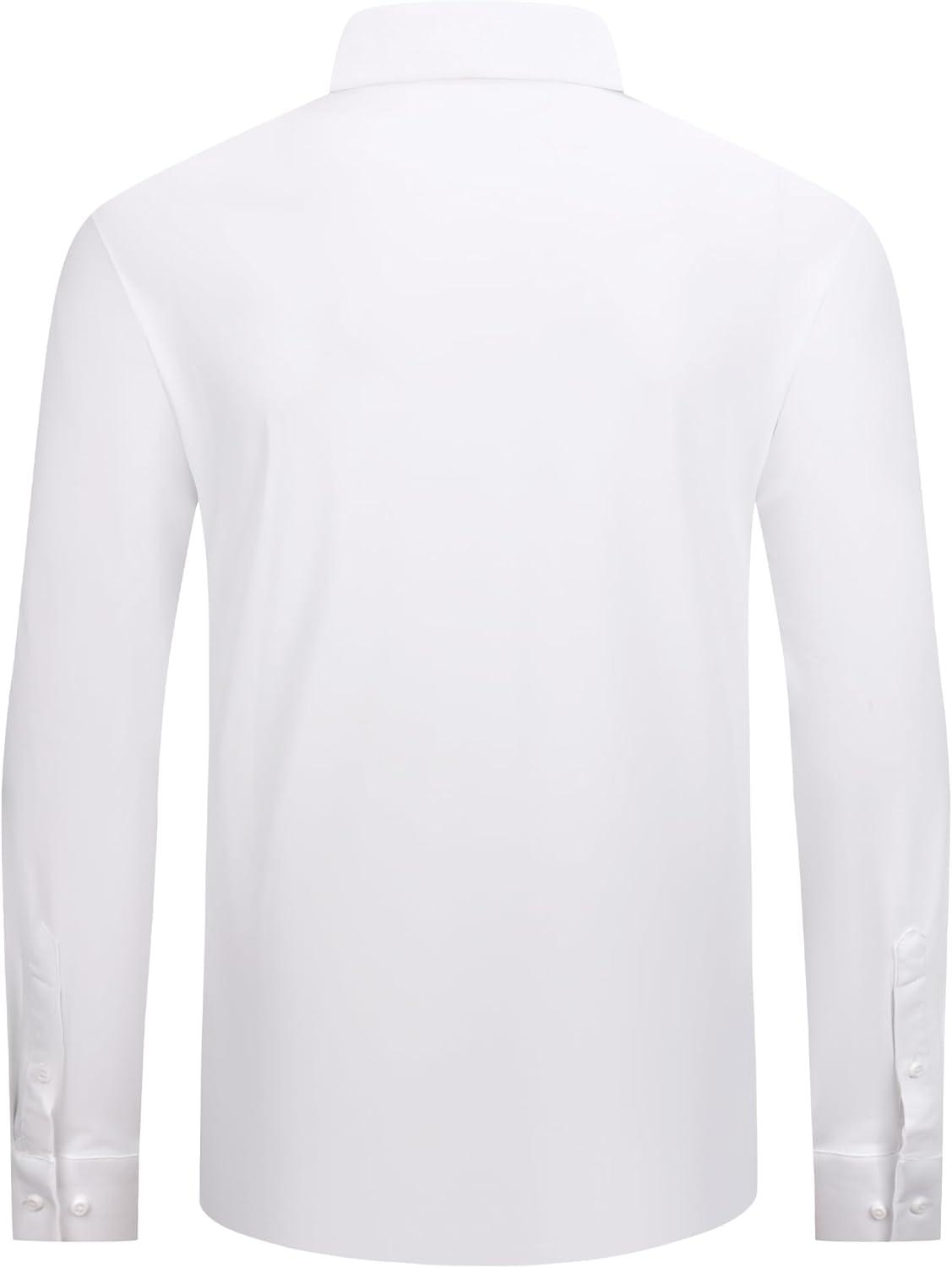 imageAlex Vando Mens Dress Shirts Regular Fit Long Sleeve Stretch Business Dress Shirts for MenKnit White