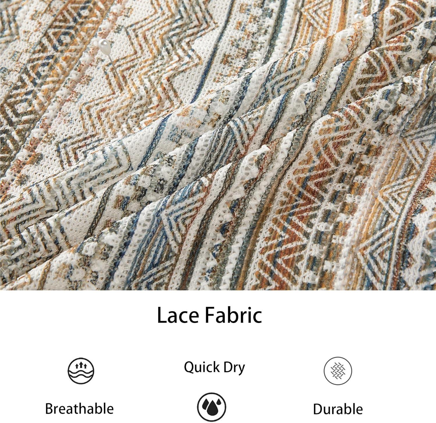 imageAlex Vando Mens Lace Shirt Short Sleeve SeeThrough Pattern Summer Beach Button Down ShirtBrown Line