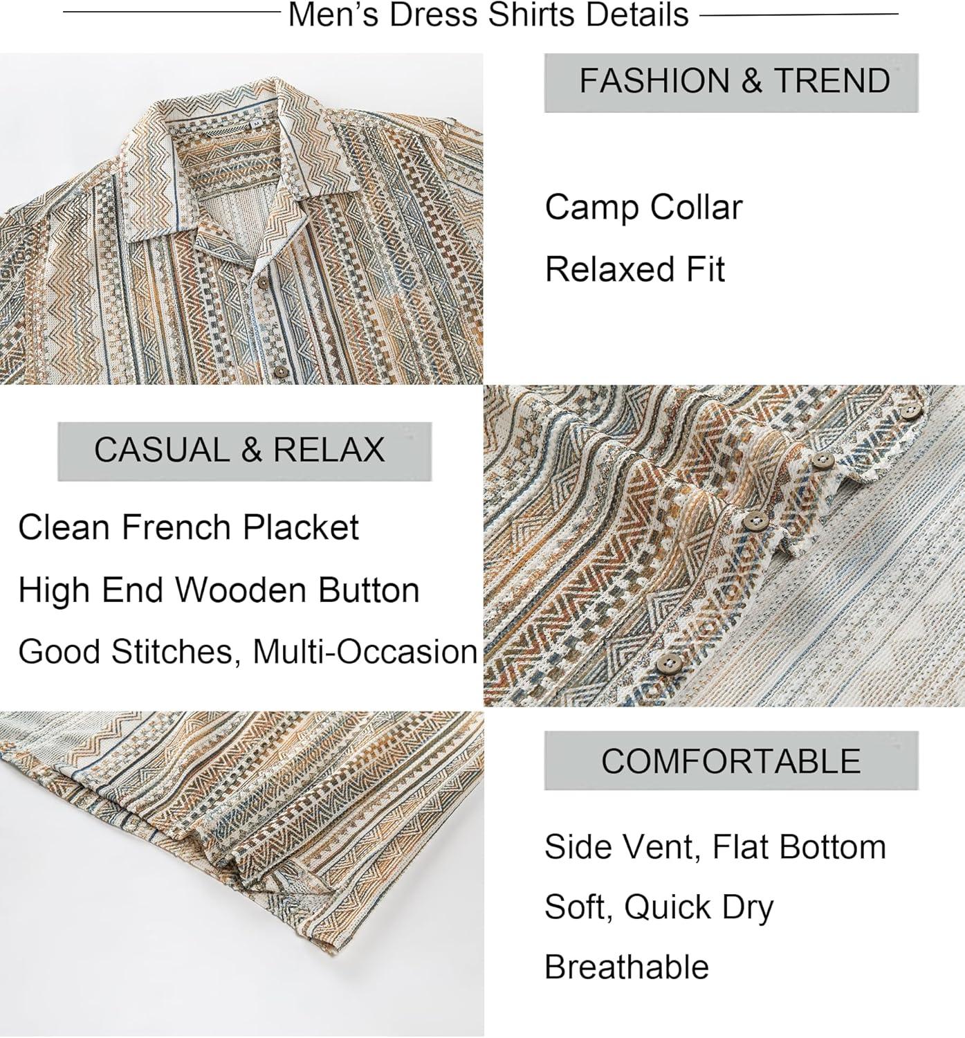 imageAlex Vando Mens Lace Shirt Short Sleeve SeeThrough Pattern Summer Beach Button Down ShirtBrown Line