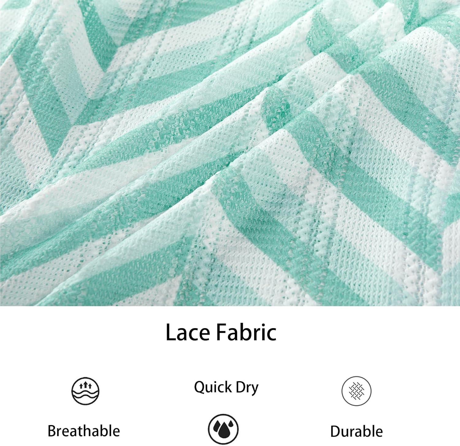imageAlex Vando Mens Lace Shirt Short Sleeve SeeThrough Pattern Summer Beach Button Down ShirtGreen Herringbone