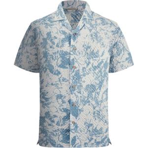 Alex Vando Mens Seersucker Print Button Down Short Sleeve Summer Beach Shirts(Grey W/ Blue Flower)