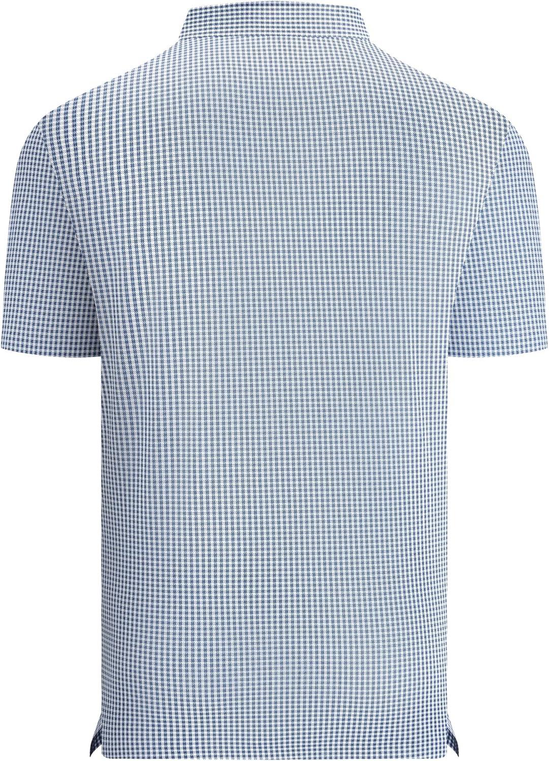 imageAlex Vando Mens Check Print Golf Shirt Cooling Stretch Short Sleeve Shirt for Golf Work amp CasualBlue Grey Check