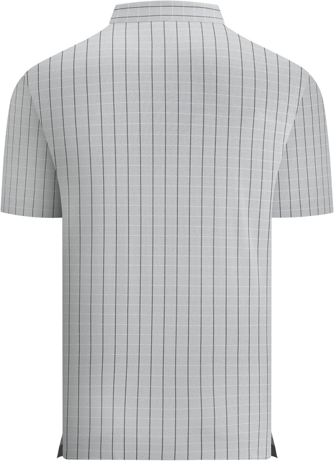 imageAlex Vando Mens Check Print Golf Shirt Cooling Stretch Short Sleeve Shirt for Golf Work amp CasualGrey Twill Check