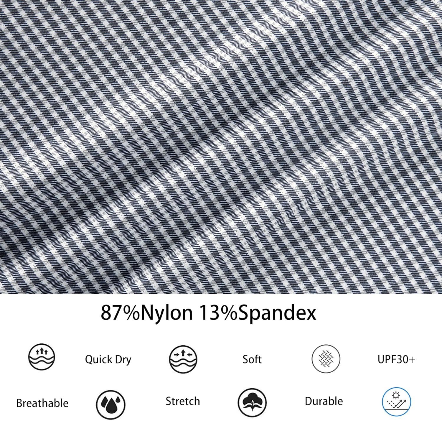 imageAlex Vando Mens Check Print Golf Shirt Cooling Stretch Short Sleeve Shirt for Golf Work amp CasualNavy Grey Check