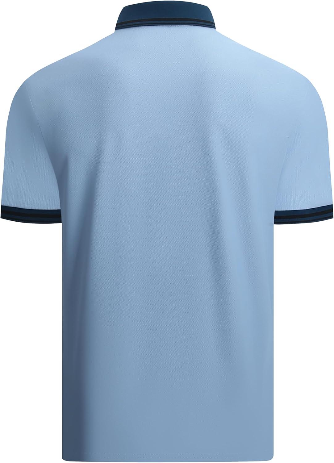 imageAlex Vando Mens Golf Polo Shirt Short Sleeve Performance Stretch Nylon Pique Polo Shirts for Golf Sports amp Casual WearBlue