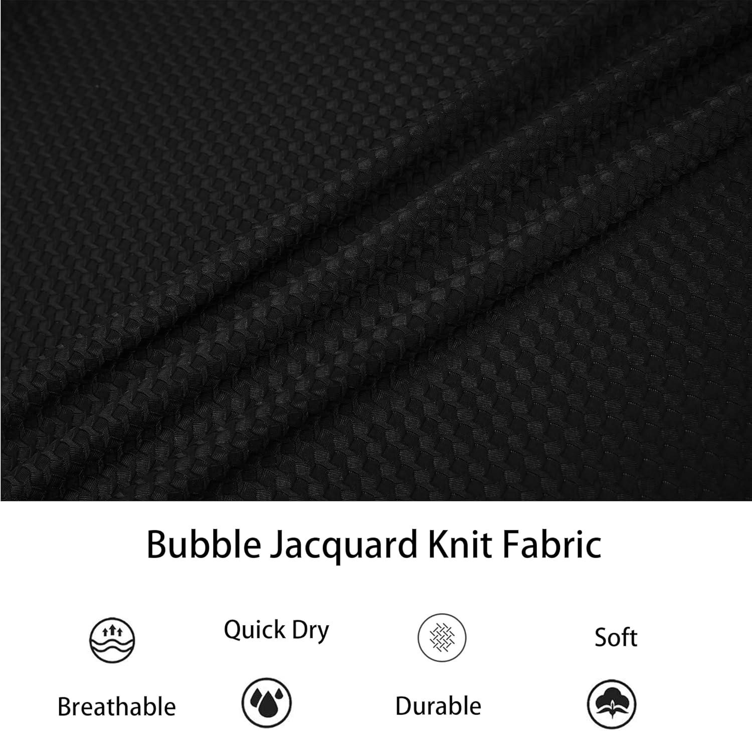 imageAlex Vando Mens Jacquard Knit Button Down Shirts Breathable Stretch Business Casual Short Sleeve ShirtBlack