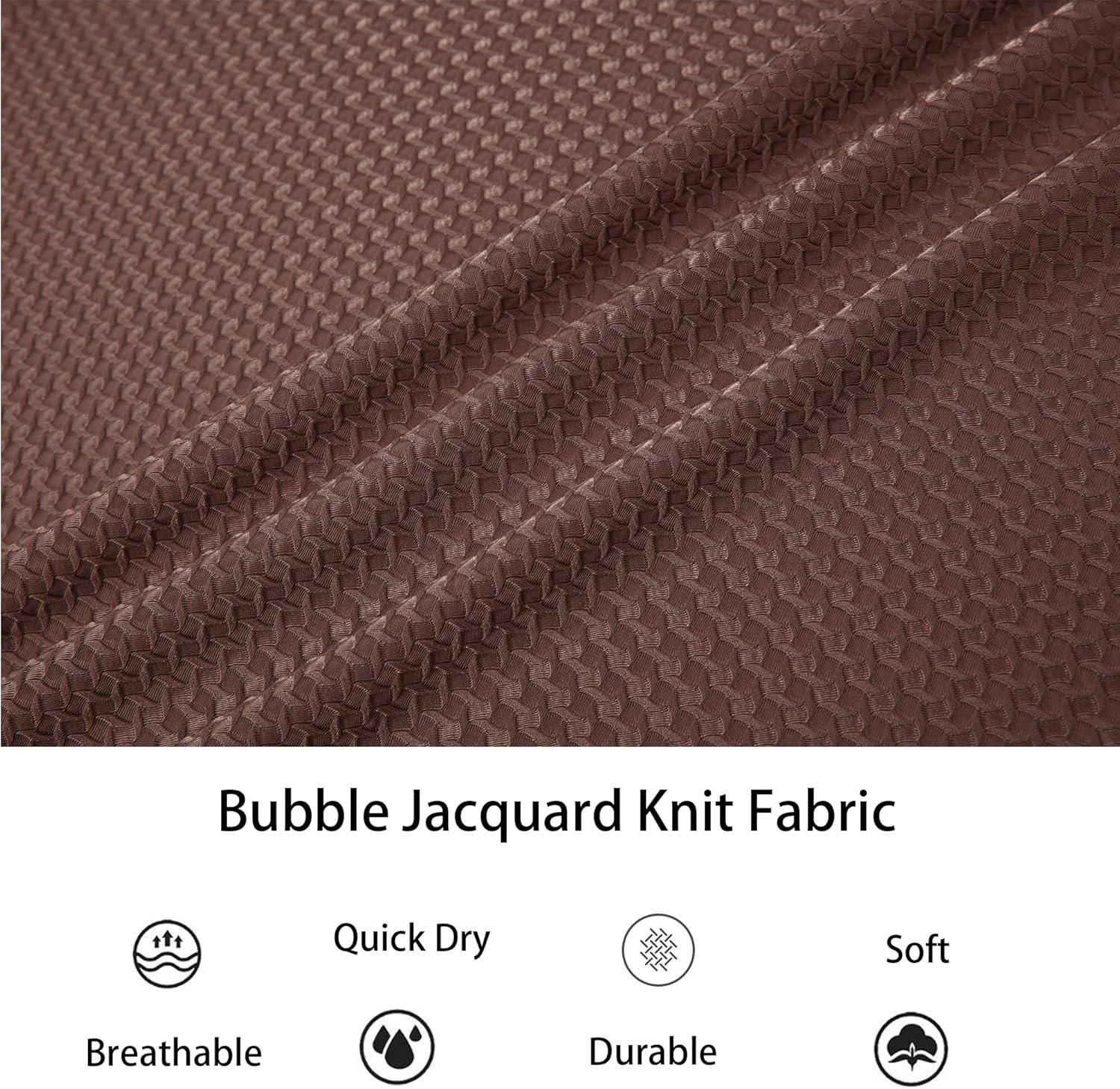 imageAlex Vando Mens Jacquard Knit Button Down Shirts Breathable Stretch Business Casual Short Sleeve ShirtWine