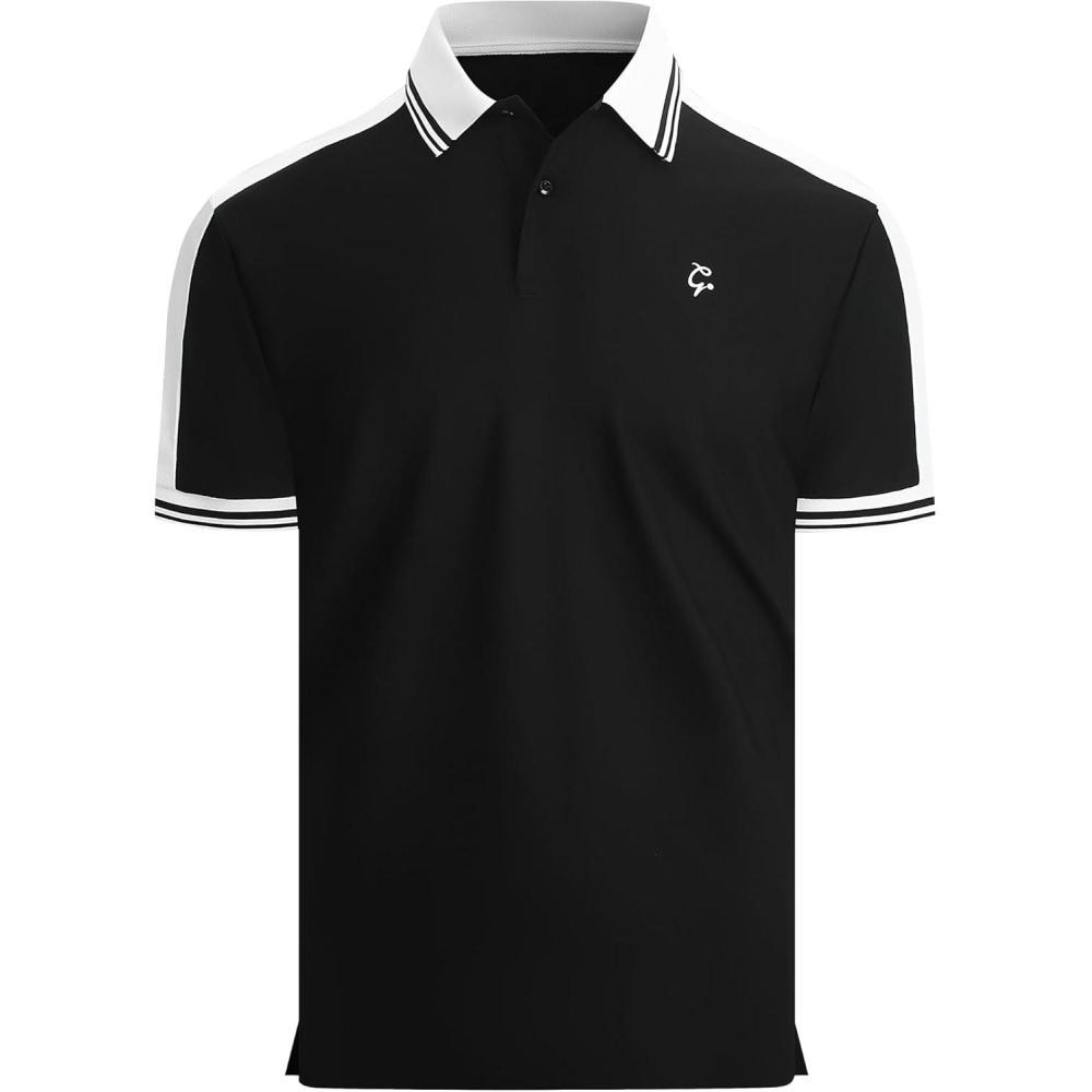 imageAlex Vando Mens Golf Polo Shirt Short Sleeve  Performance Stretch Nylon Pique Polo Shirts for Golf Sports amp Casual WearBlack