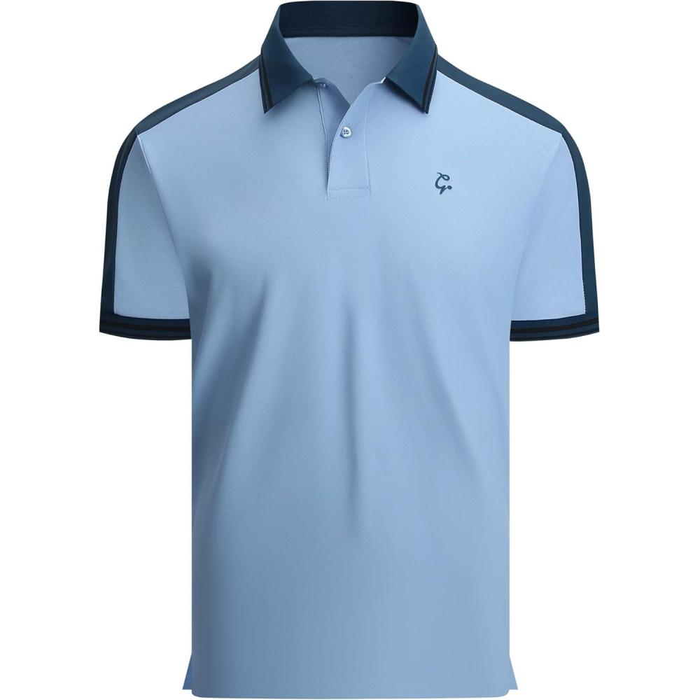 imageAlex Vando Mens Golf Polo Shirt Short Sleeve  Performance Stretch Nylon Pique Polo Shirts for Golf Sports amp Casual WearBlue