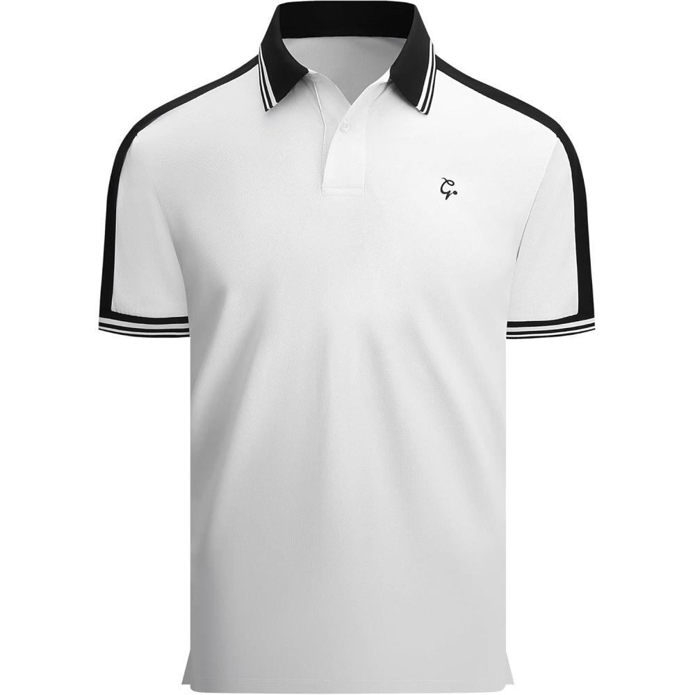 imageAlex Vando Mens Golf Polo Shirt Short Sleeve Performance Stretch Nylon Pique Polo Shirts for Golf Sports amp Casual WearWhite