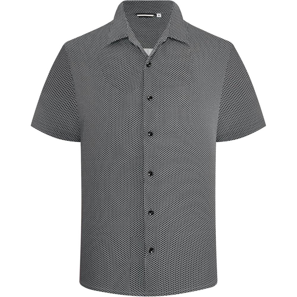imageAlex Vando Mens Print Button Down Shirts Short Sleeve Business Casual Dress ShirtBlack Diamond