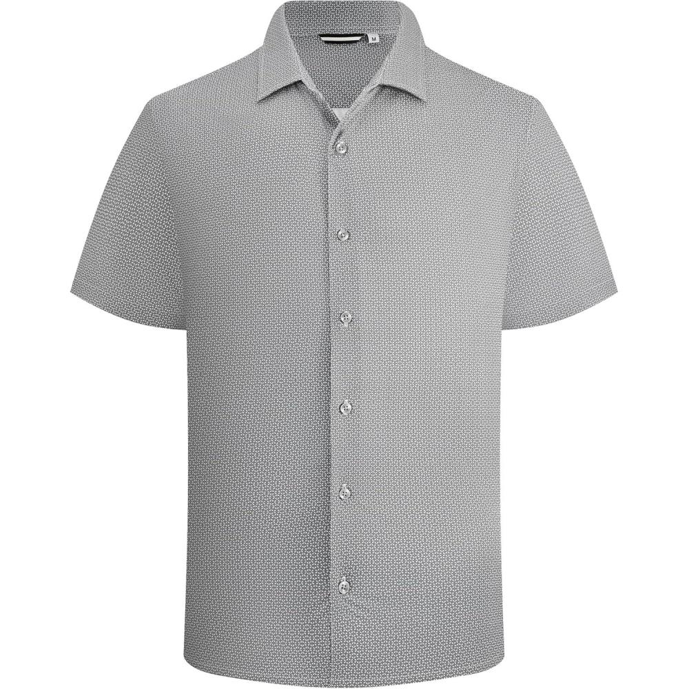 imageAlex Vando Mens Print Button Down Shirts Short Sleeve Business Casual Dress ShirtBlack Dots