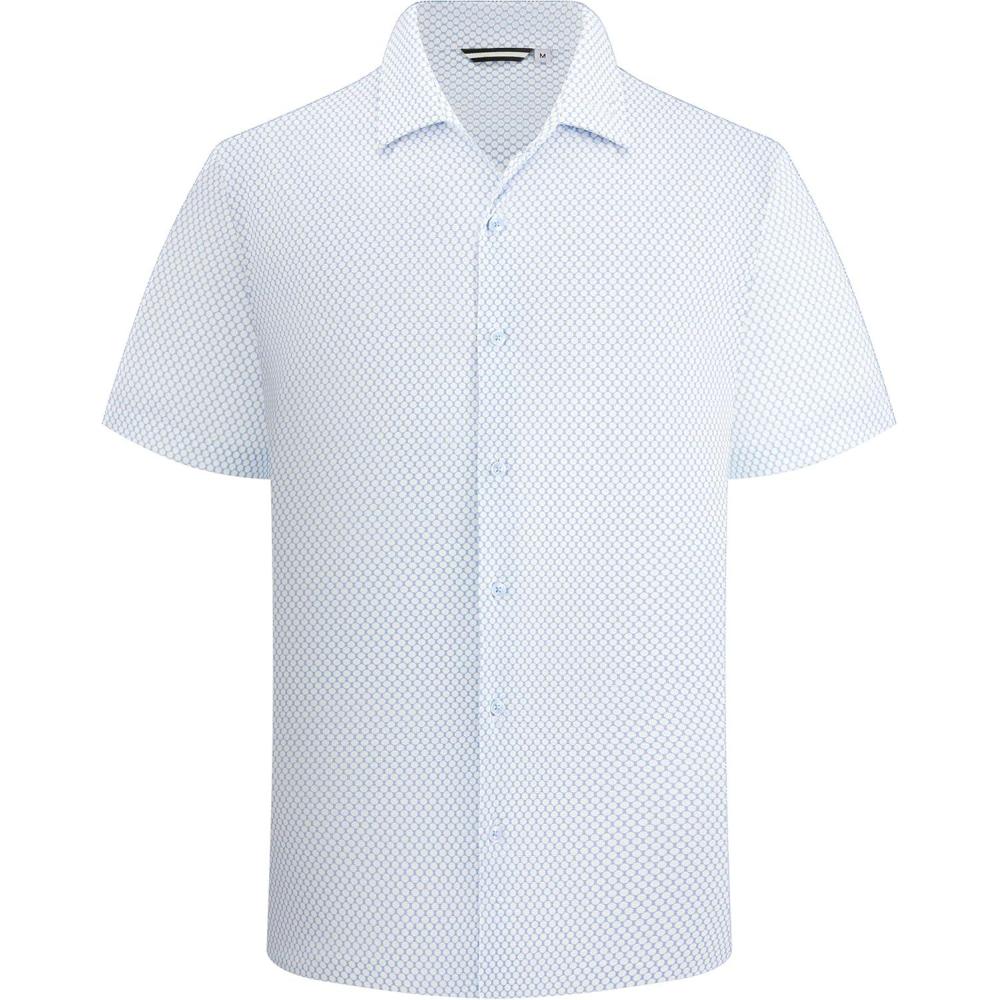 imageAlex Vando Mens Print Button Down Shirts Short Sleeve Business Casual Dress ShirtWhite Circle