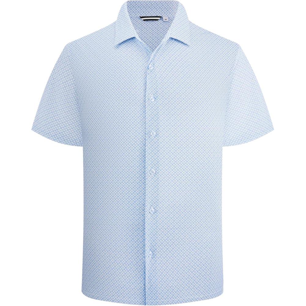 imageAlex Vando Mens Print Button Down Shirts Short Sleeve Business Casual Dress ShirtWhite Clover