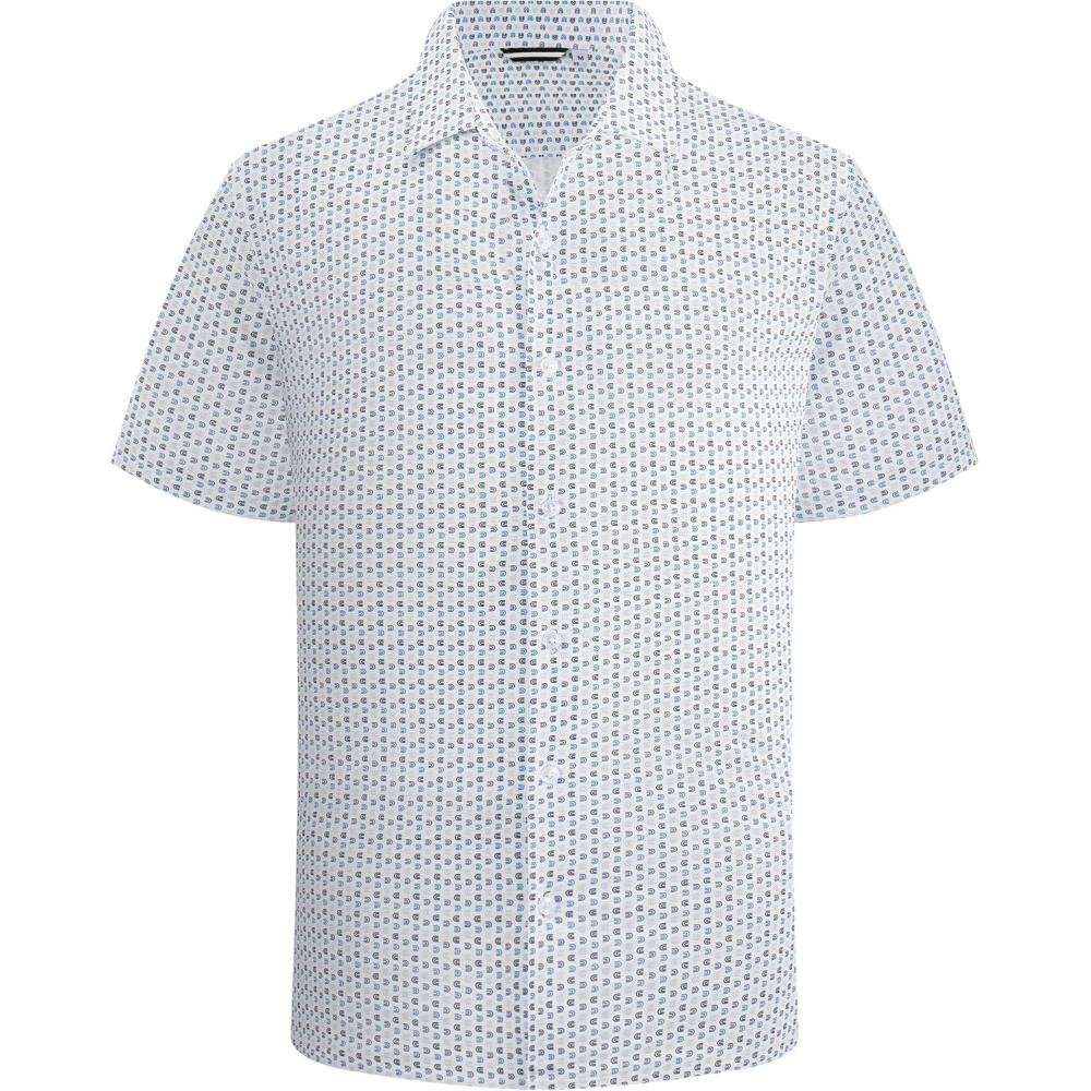 imageAlex Vando Mens Print Button Down Shirts Short Sleeve Business Casual Dress ShirtWhite U
