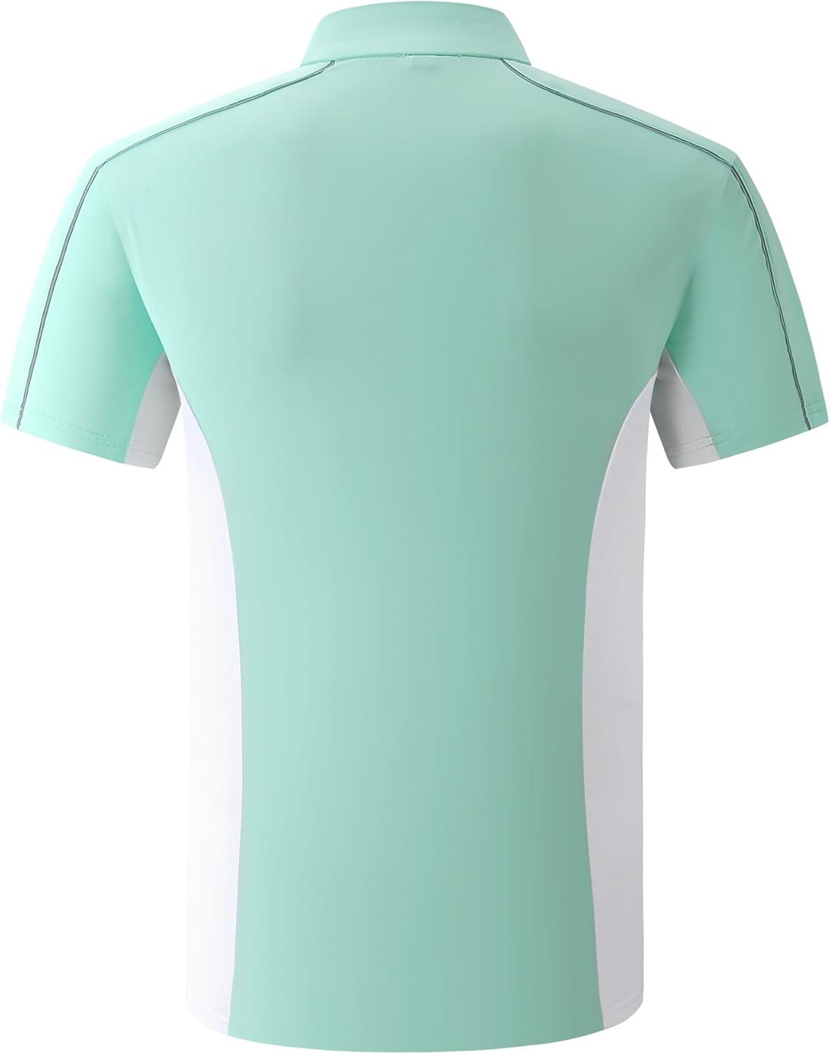 imageAlex Vando Mens Golf Polo Shirt Athletic Zip Up Short Sleeve Quick Dry Performance ShirtGreen