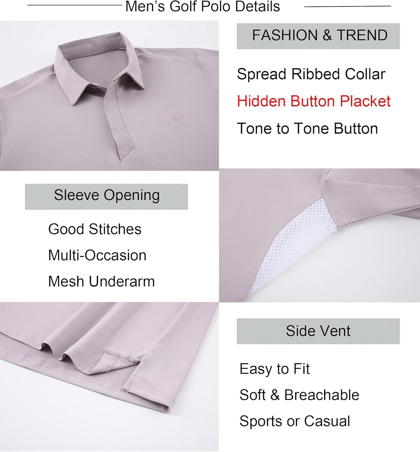 imageAlex Vando Mens Golf Polo Shirt Lightweight Textured 4Way Stretch Performance Polo with Mesh SidePurple