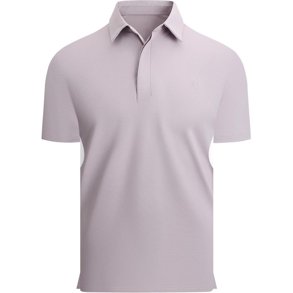 imageAlex Vando Mens Golf Polo Shirt Lightweight Textured 4Way Stretch Performance Polo with Mesh SidePurple