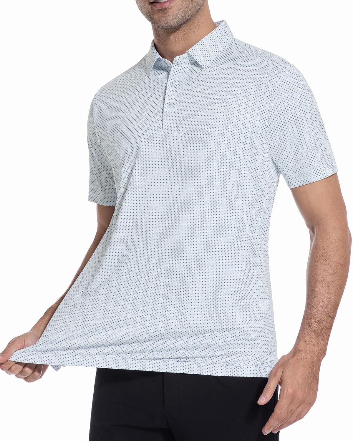 imageAlex Vando Mens Printed Golf Shirt Cooling Performance Short Sleeve Stretch Dress Polo Shirts MenBlue Circle