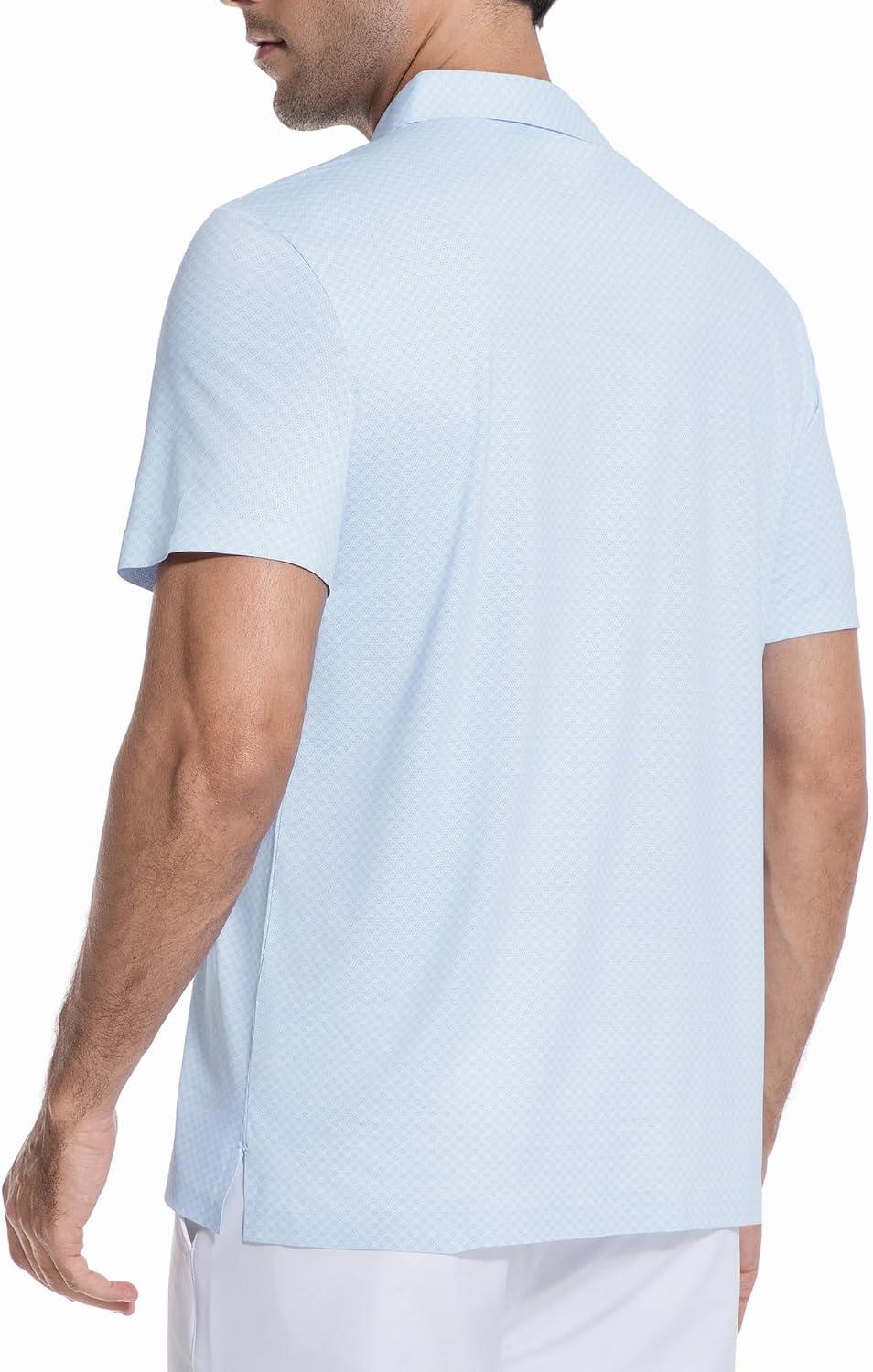 imageAlex Vando Mens Printed Golf Shirt Cooling Performance Short Sleeve Stretch Dress Polo Shirts MenBlue Diamond