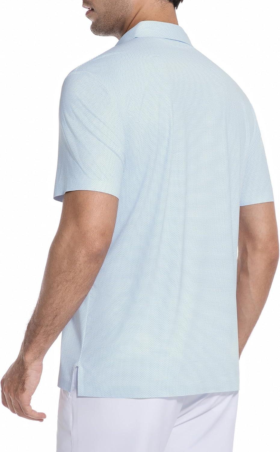 imageAlex Vando Mens Printed Golf Shirt Cooling Performance Short Sleeve Stretch Dress Polo Shirts MenBlue Dots