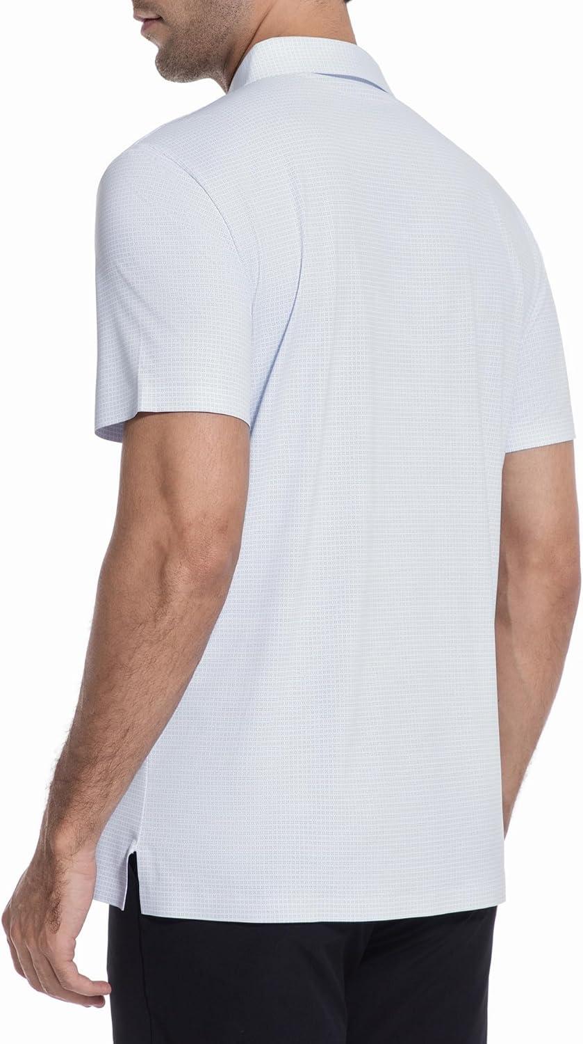 imageAlex Vando Mens Printed Golf Shirt Cooling Performance Short Sleeve Stretch Dress Polo Shirts MenBlue Four Dots