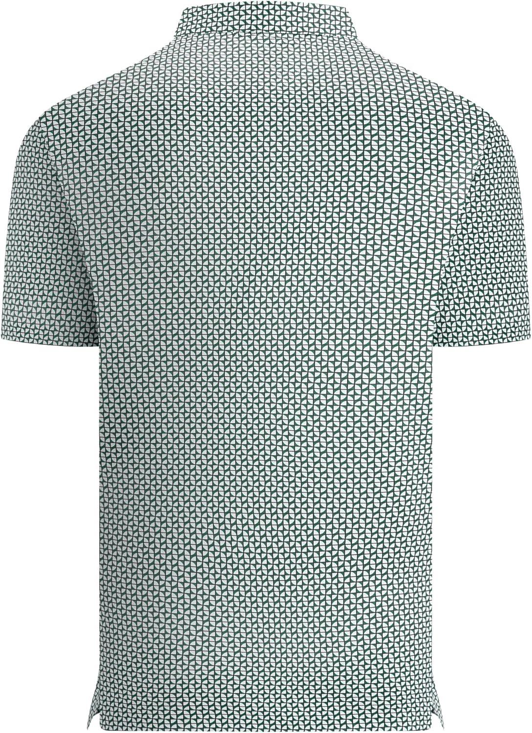 imageAlex Vando Mens Printed Golf Shirt Cooling Performance Short Sleeve Stretch Dress Polo Shirts MenGreen Geometric