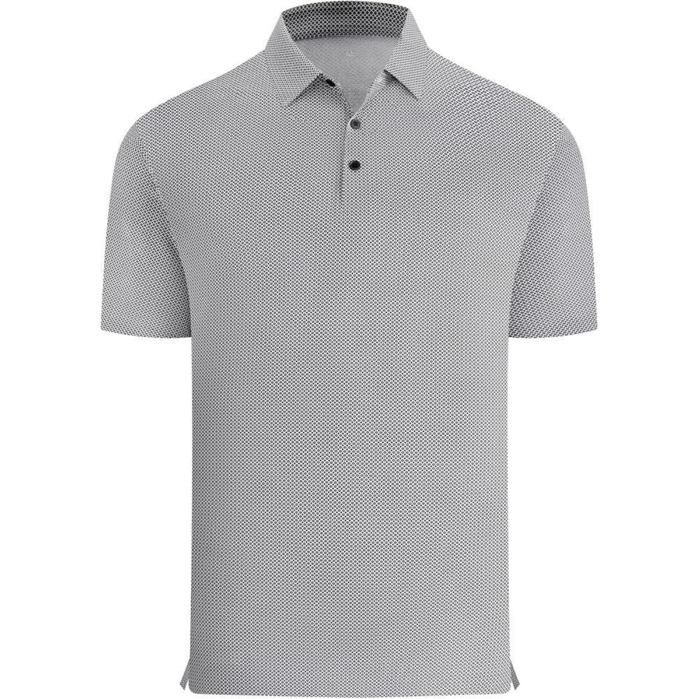 imageAlex Vando Mens Printed Golf Shirt Cooling Performance Short Sleeve Stretch Dress Polo Shirts MenBlack Diamond Dots