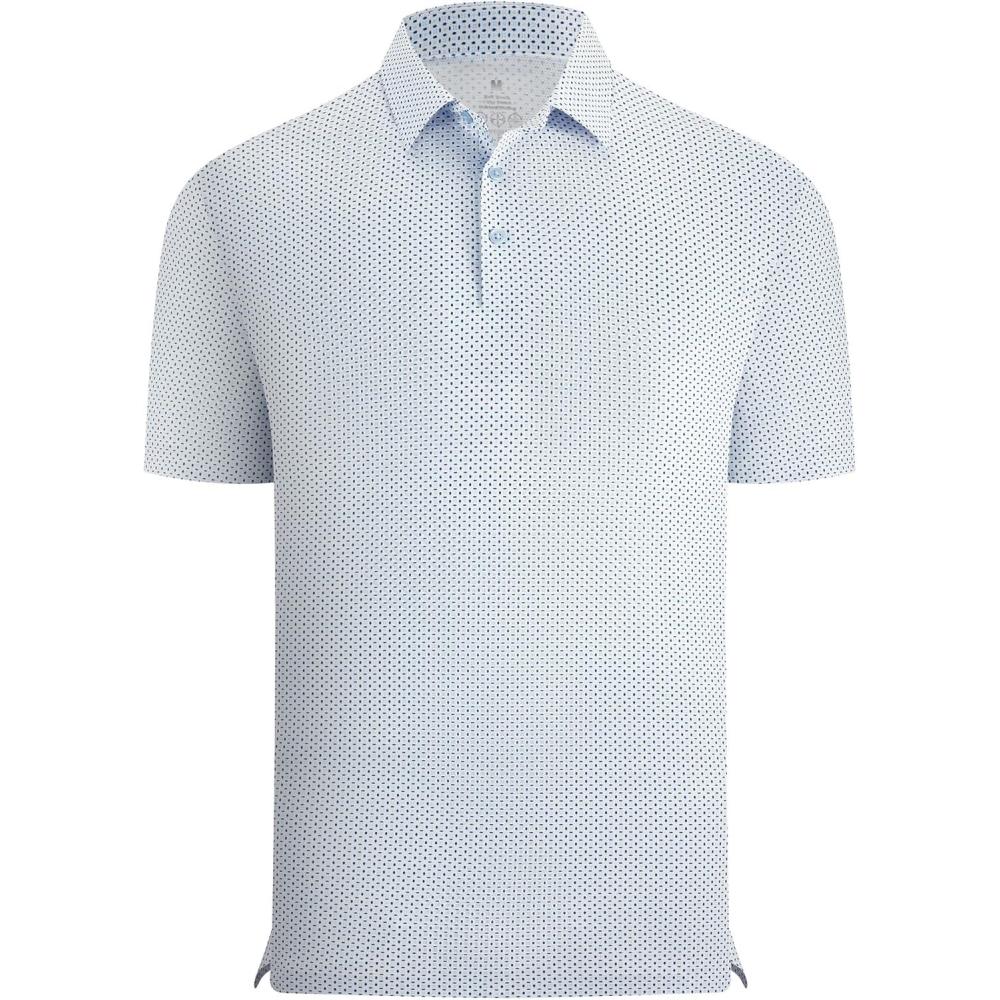 imageAlex Vando Mens Printed Golf Shirt Cooling Performance Short Sleeve Stretch Dress Polo Shirts MenBlue Circle