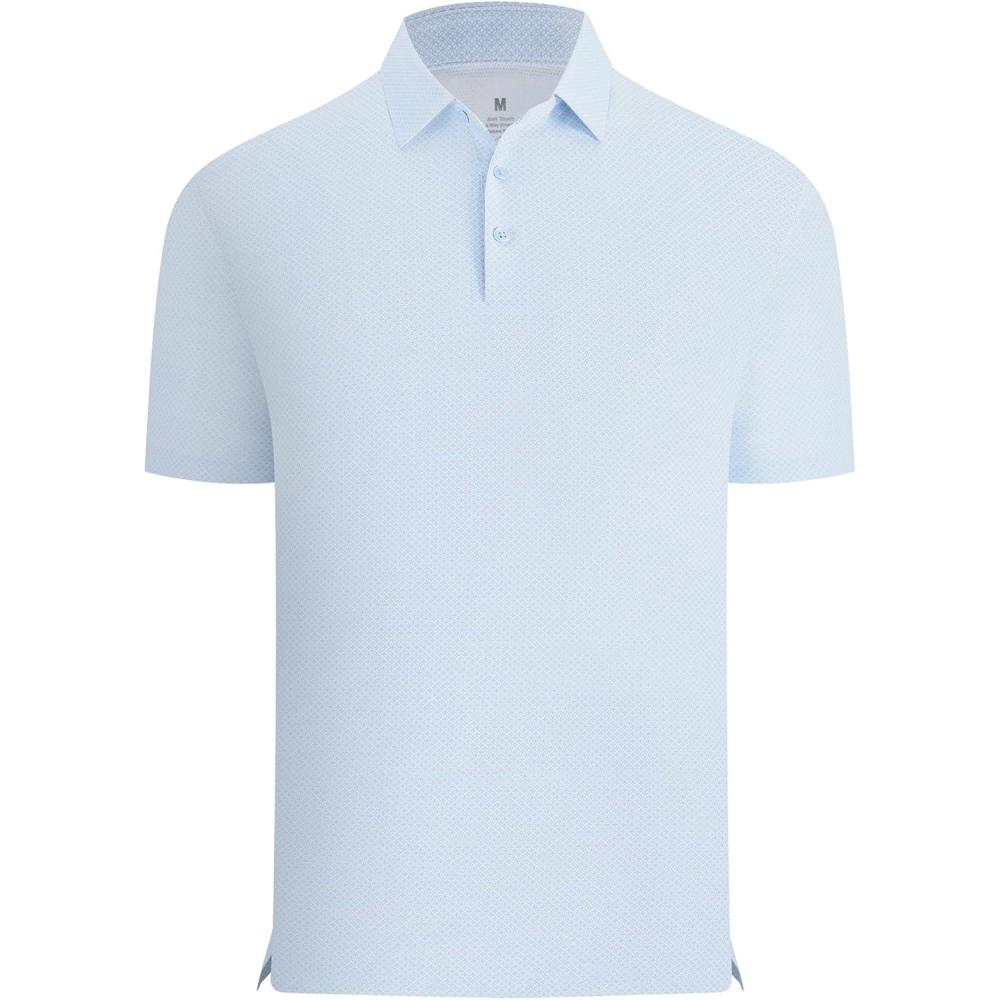 imageAlex Vando Mens Printed Golf Shirt Cooling Performance Short Sleeve Stretch Dress Polo Shirts MenBlue Grid