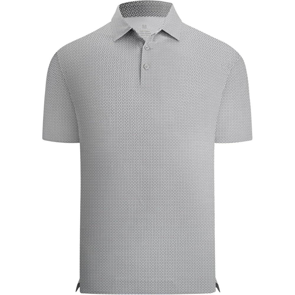imageAlex Vando Mens Printed Golf Shirt Cooling Performance Short Sleeve Stretch Dress Polo Shirts MenGrey Diamond Cross