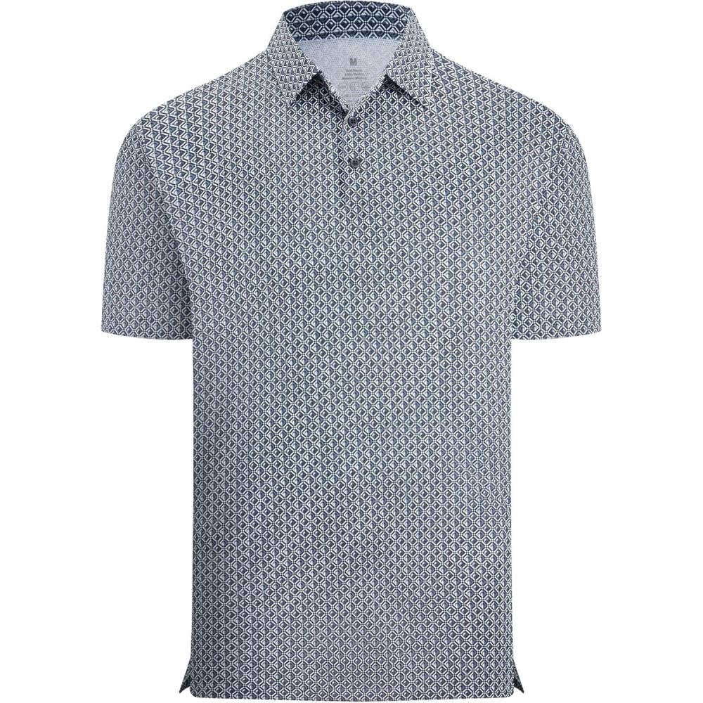 imageAlex Vando Mens Printed Golf Shirt Cooling Performance Short Sleeve Stretch Dress Polo Shirts MenNavy White Diamond