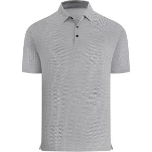 Alex Vando Men’s Printed Golf Shirt Cooling Performance Short Sleeve Stretch Dress Polo Shirts Men(Black Diamond & Dots)