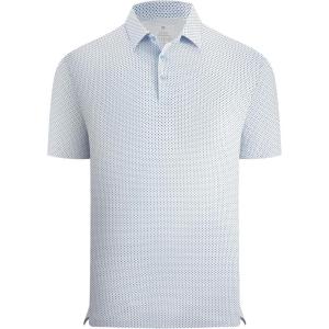 Alex Vando Men’s Printed Golf Shirt Cooling Performance Short Sleeve Stretch Dress Polo Shirts Men(Blue Circle)