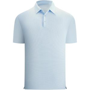 Alex Vando Men’s Printed Golf Shirt Cooling Performance Short Sleeve Stretch Dress Polo Shirts Men(Blue Dots)