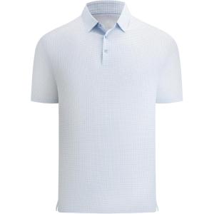 Alex Vando Men’s Printed Golf Shirt Cooling Performance Short Sleeve Stretch Dress Polo Shirts Men(Blue Four Dots)