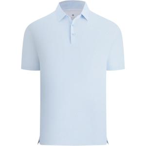Alex Vando Men’s Printed Golf Shirt Cooling Performance Short Sleeve Stretch Dress Polo Shirts Men(Blue Grid)