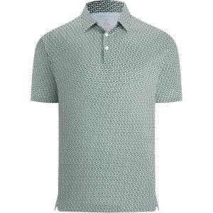 Alex Vando Men’s Printed Golf Shirt Cooling Performance Short Sleeve Stretch Dress Polo Shirts Men(Green Geometric)